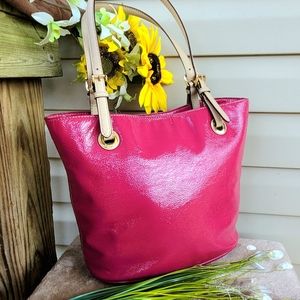 Beautiful Michael Kors Fushia Pink Patent Leather Jet Set Tote